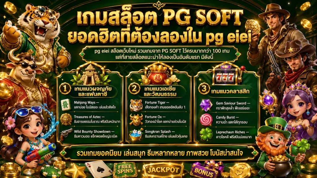 เกมสล็อต PG SOFT ยอดฮิตที่ต้องลองใน pg eiei