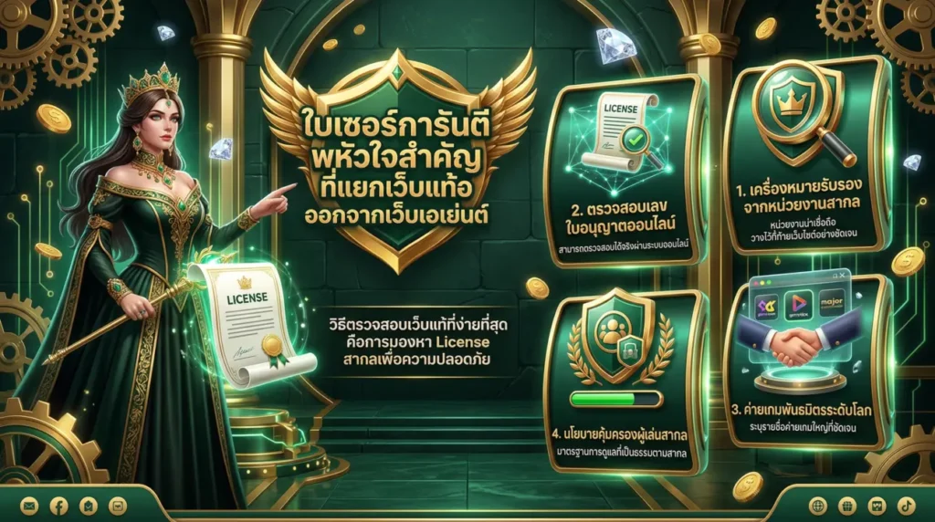 ใบเซอร์สำคัญที่แยกเว็บแท้ออกจากเว็บเอเย่นต์